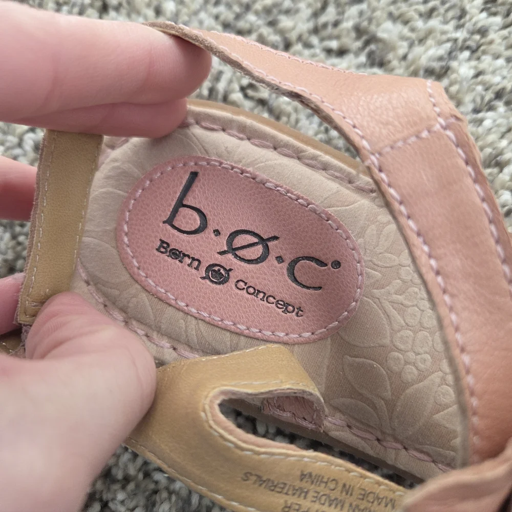 B.O.C.‎ Women's BOC Born Concept Dusty Pink Thong Leather Flower Sandals Size 8 - Picture 6 of 9